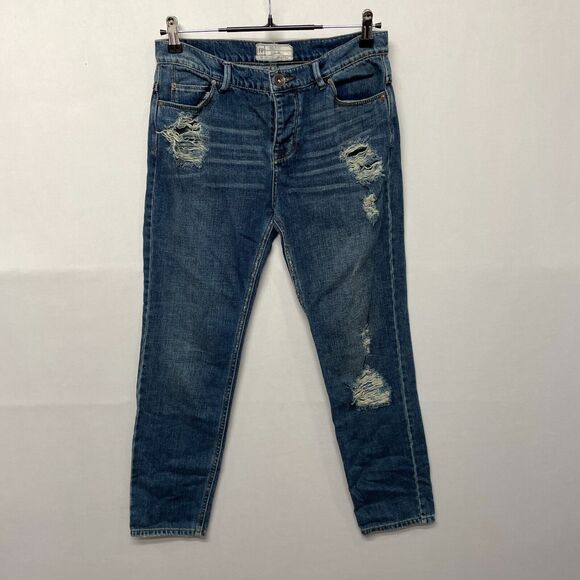 Free People Women Distressed Ankle Jeans Size 25 Blue Denim B363 -30 - Picture 1 of 16